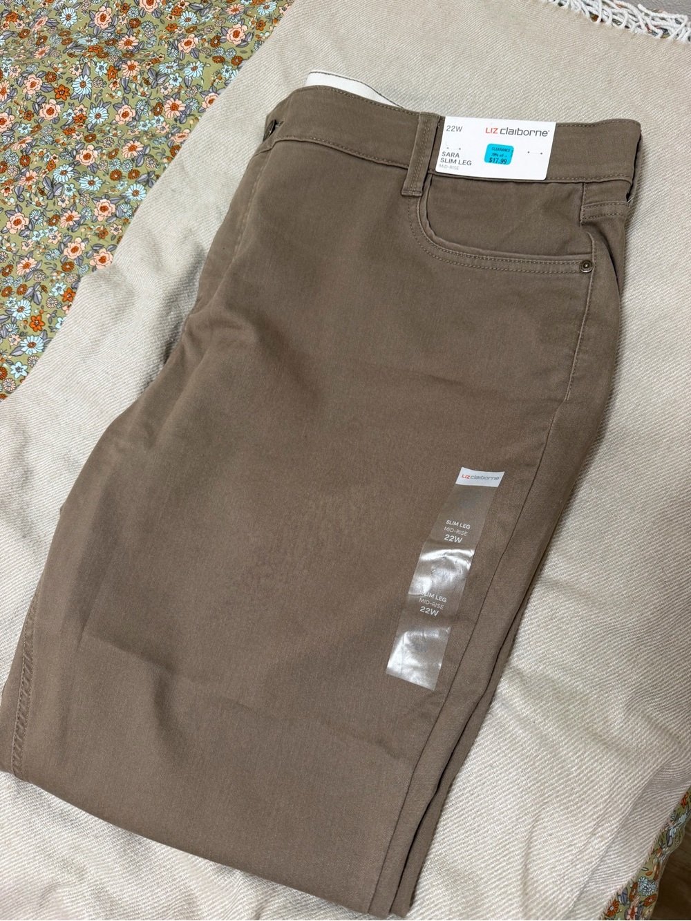 Liz Claiborne Sara Slim Straight Chinos